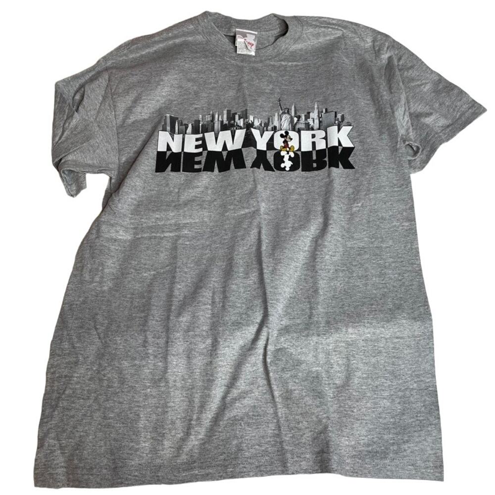 DISNEY New‎ York Mickey Mouse Vintage Tee Shirt Grey Black White Medium